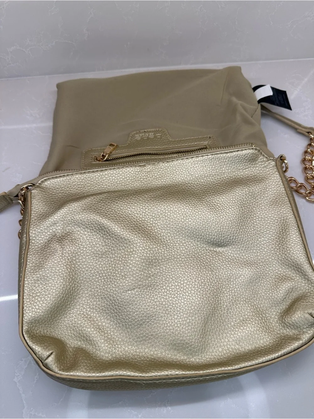 Authentic bebe Metallic Gold Crossbody Bag